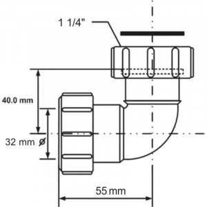 Отвод компрессионный McAlpine 90° 1 1/4х32 мм 32FS-WH Отвод компрессионный McAlpine 90° 1 1/4х32 мм 32FS-WH