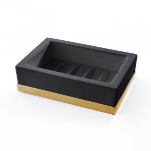 Мыльница настольная 3SC Mood Deluxe Black Solid Surface черный матовый/золото 24к MDN01AGD Мыльница настольная 3SC Mood Deluxe Black Solid Surface черный матовый/золото 24к MDN01AGD