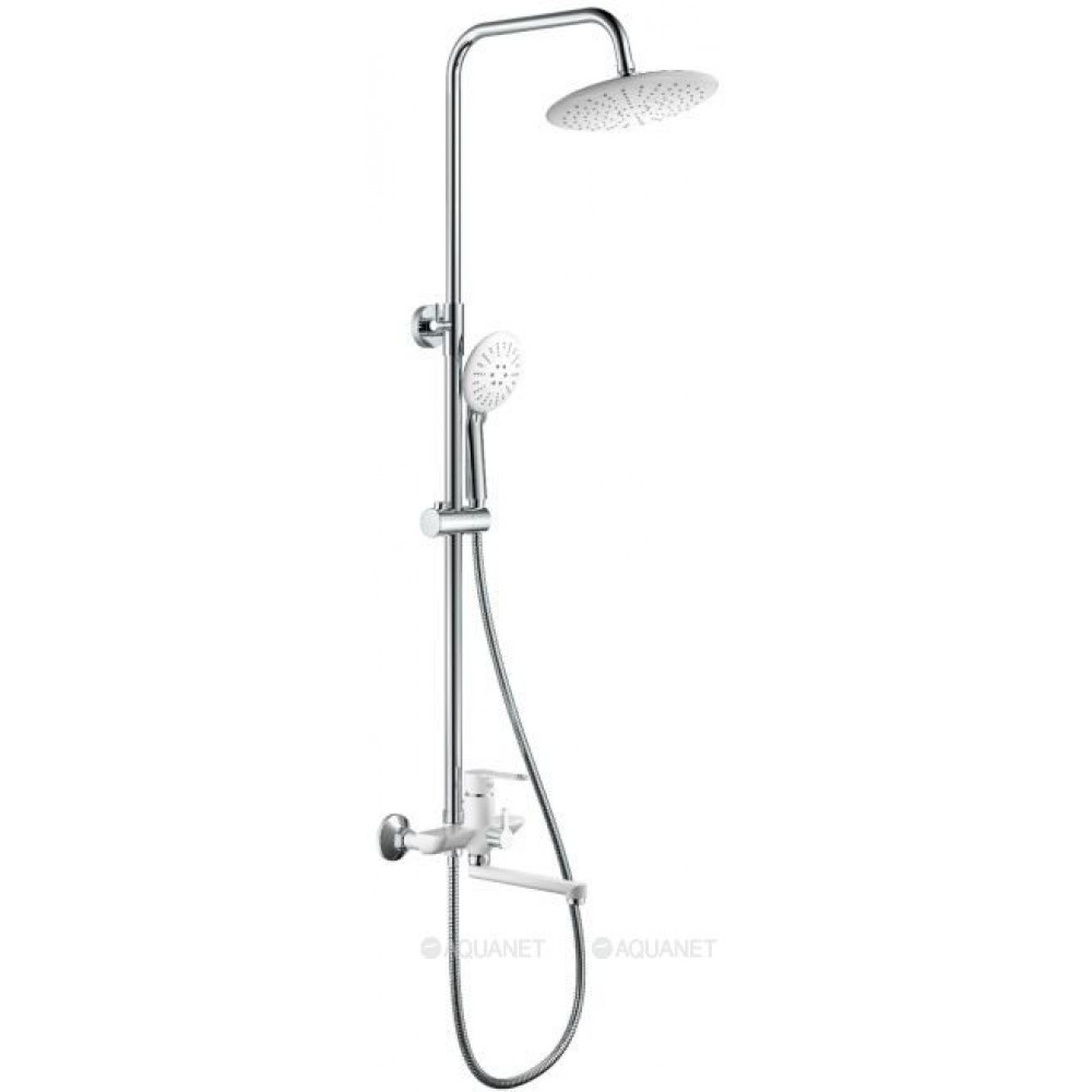 Душевая система Haiba HB24557-8 с изливом и тропическим душем хром/белый HB24557-8