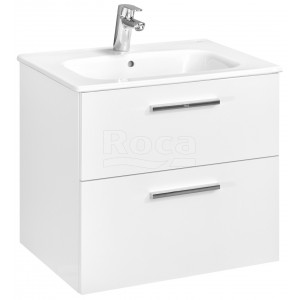 Тумба под умывальник подвесная Roca Victoria 586x450x550 мм 2 ящика Белый глянец A857468806 Тумба под умывальник подвесная Roca Victoria 586x450x550 мм 2 ящика Белый глянец A857468806