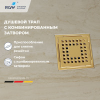 Душевой трап RGW Drain Leo-01-10Gb 100x100 мм золото 60210110-06