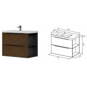 Тумба подвесная Aqman 794x456x600 мм орех AQM900680TL Тумба подвесная Aqman 794x456x600 мм орех AQM900680TL
