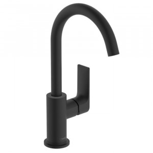 Смеситель для раковины Hansgrohe Rebris E с поворотным изливом и донным клапаном черный матовый 72576670