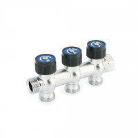 Коллектор Stout 3/4 x 3 выхода 3/4 EK с вентилями хром 407C3330