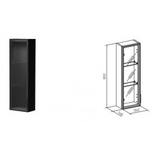 Шкаф со стеклом Aqman узкий универсальный 250x148x800 мм дуб черный AQM9005MB Шкаф со стеклом Aqman узкий универсальный 250x148x800 мм дуб черный AQM9005MB