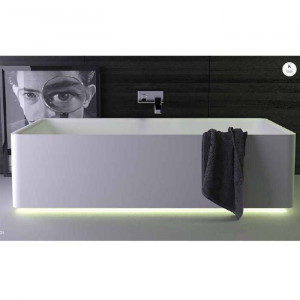 Ванна отдельностоящая Knief Shine 180х80х50 см со сливом и LED подсветкой белый матовый 0600-041-01